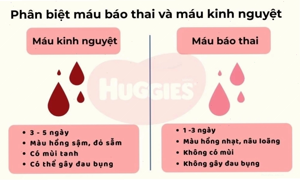 Máu báo thai có màu phớt hồng hoặc màu nâu loãng