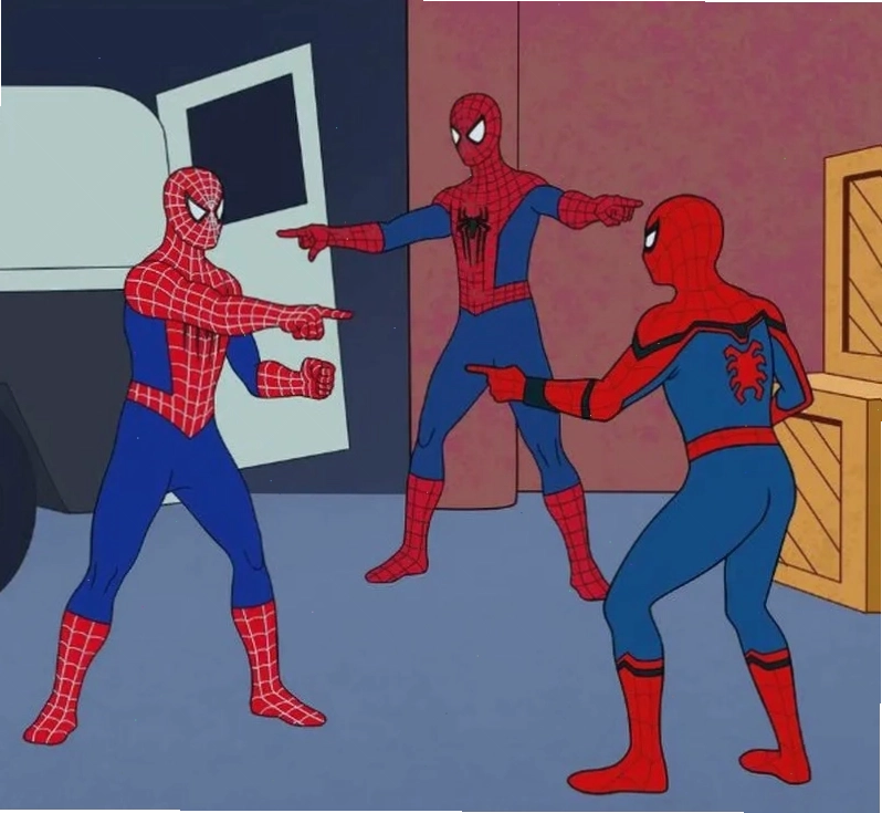 Mẫu meme 3 Người Nhện ba phiên bản