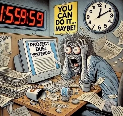 Meme gương mặt phờ phạc khi đối mặt với deadline cận kề