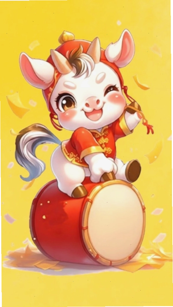 Ngựa vui đánh trống mừng xuân tưng bừng