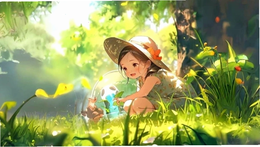 Nhân vật anime 3D trong không gian huyền ảo