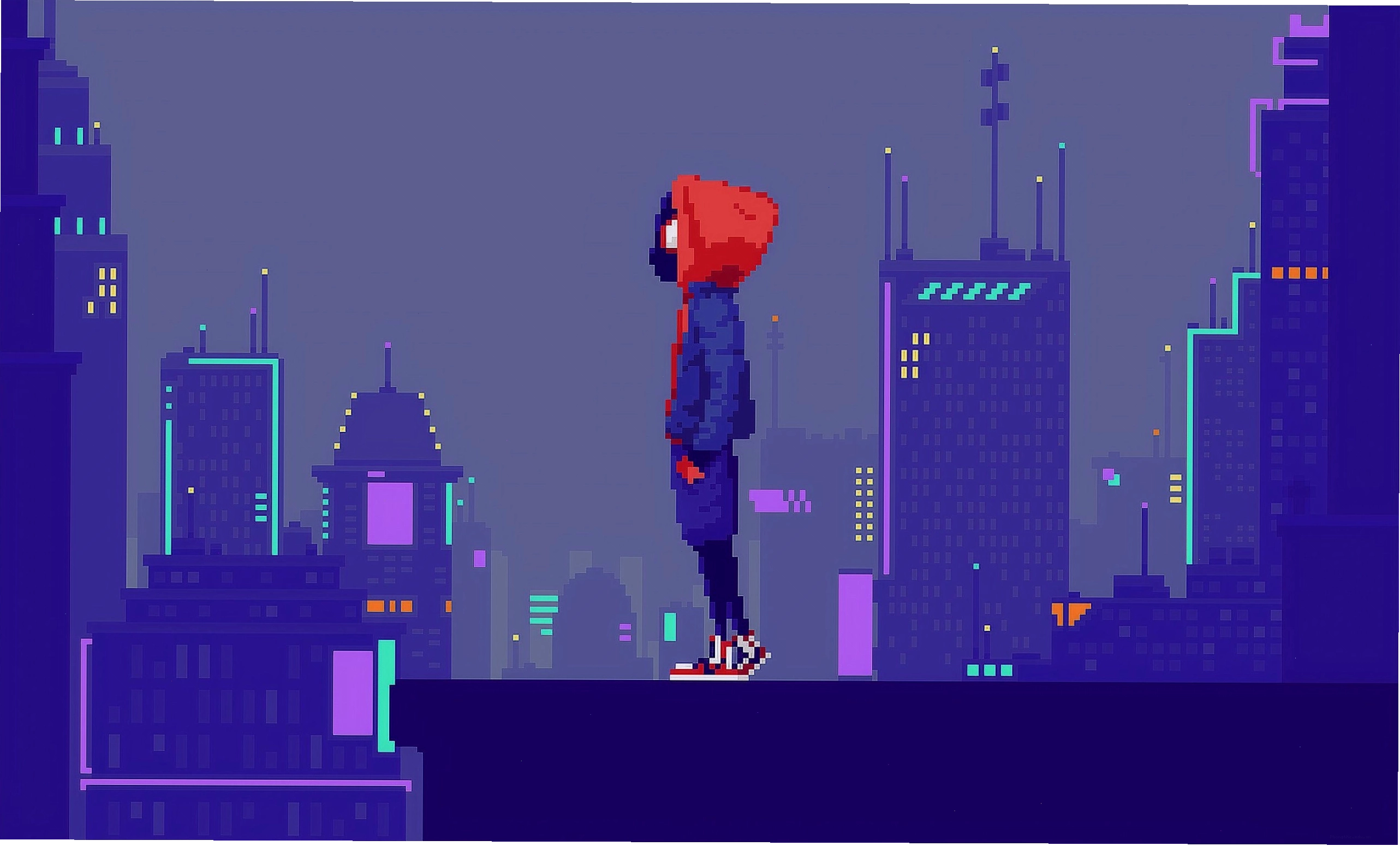 Nhân vật pixel art anime boy với phong cách chiến binh