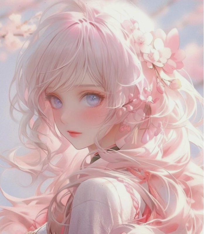 Nữ anime tóc hồng với nụ cười tươi tắn và vẻ ngoài đáng yêu