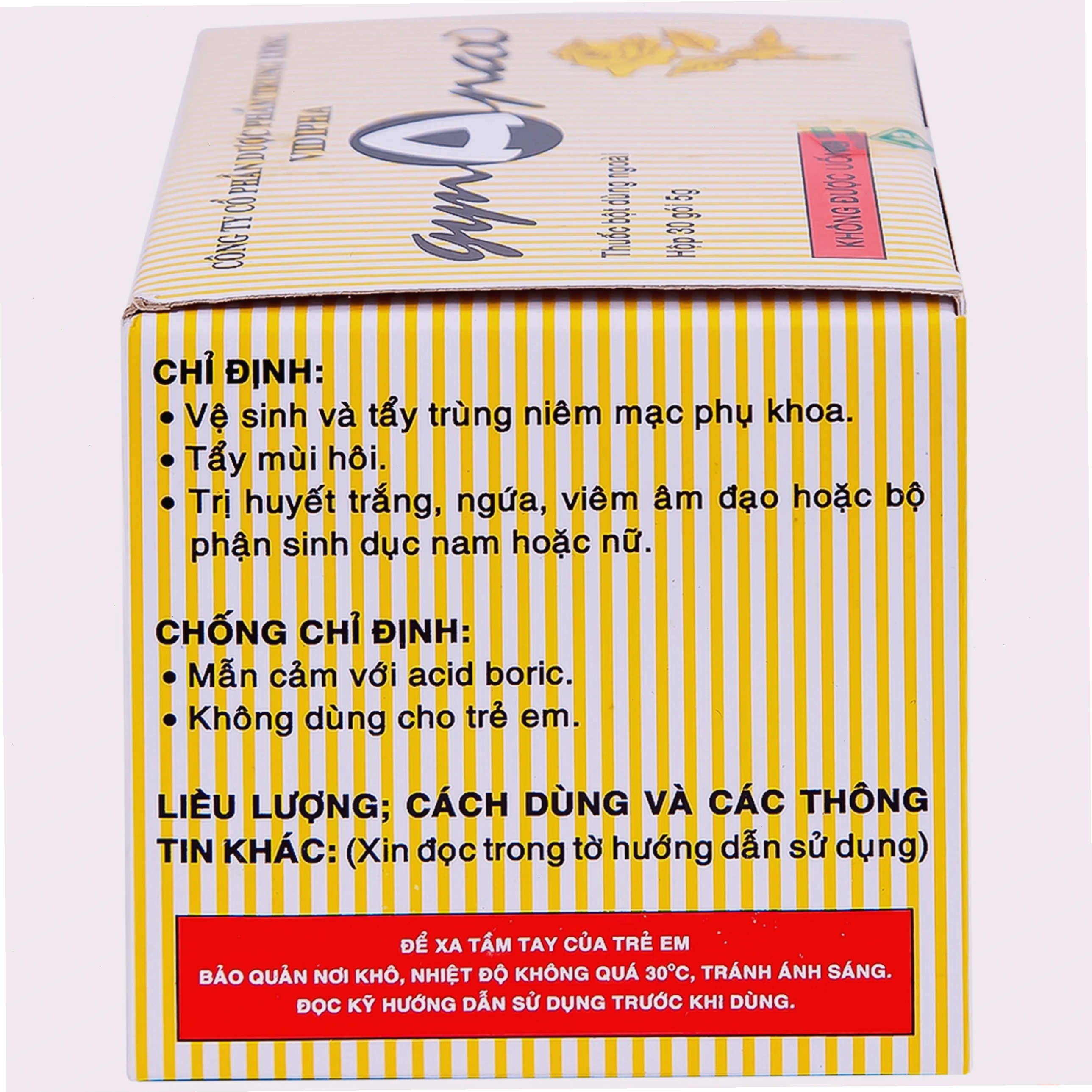 Sản phẩm Gynapax Vidipha với thiết kế dạng gói tiện lợi