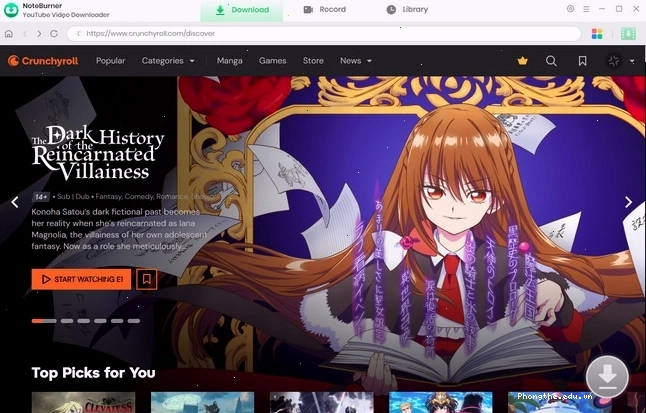 Tìm kiếm video anime trên Crunchyroll để tải về