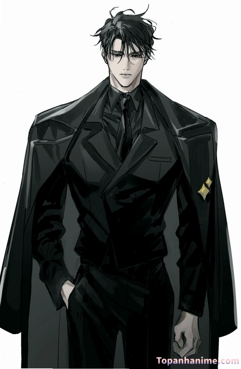 Tổng tài anime trong trang phục vest lịch lãm và cà vạt thắt nơ tinh tế