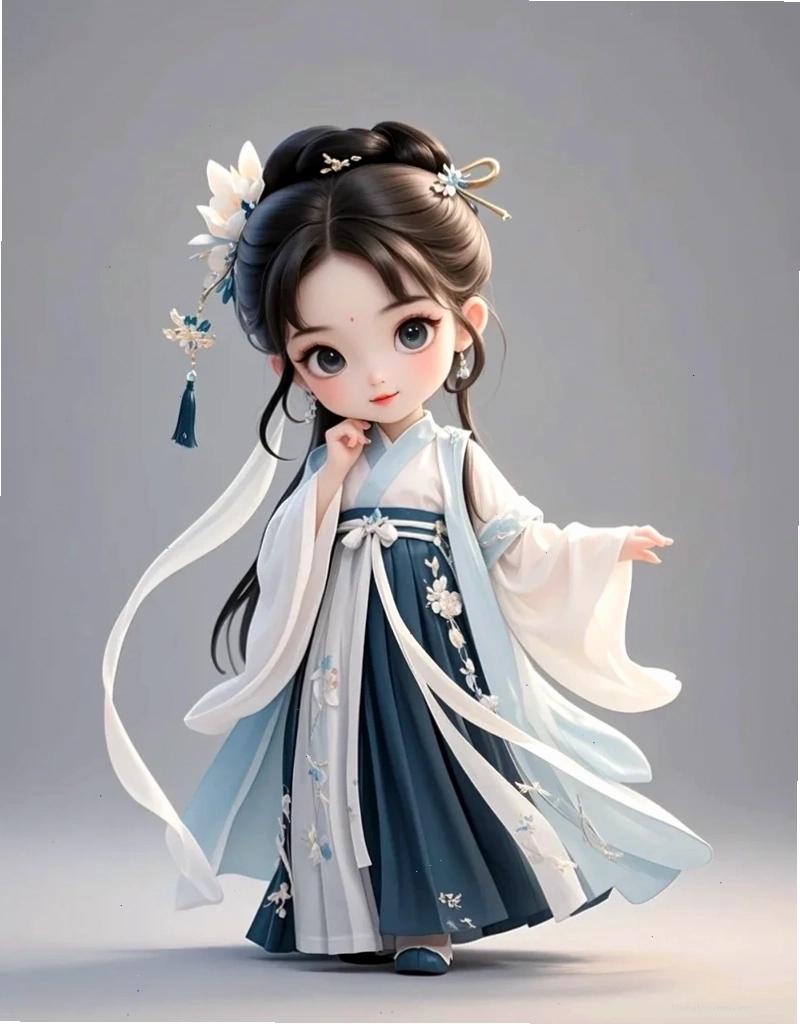 Tranh anime cổ trang nữ với biểu cảm tinh nghịch