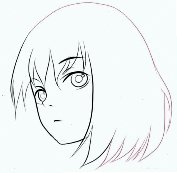 Vẽ phần tóc phía sau cho nhân vật anime nữ