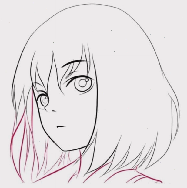 Vẽ tóc hai bên cho nhân vật anime nữ