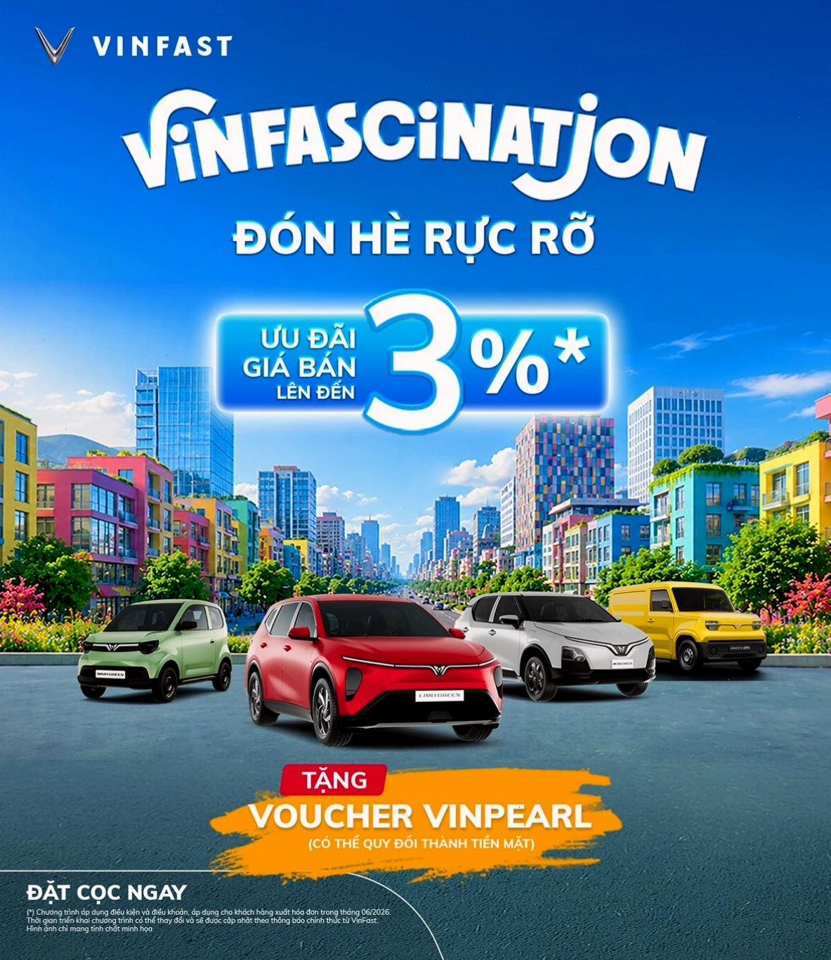 VinFast Vinfascination đón hè rực rỡ - Ưu đãi giá bán lên đến 3%, tặng voucher Vinpearl