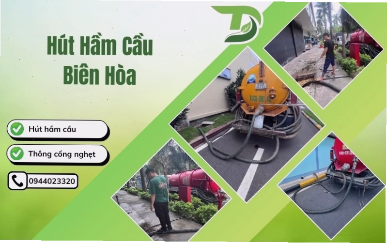 Xe hút hầm cầu chuyên dụng đang hoạt động tại Biên Hòa