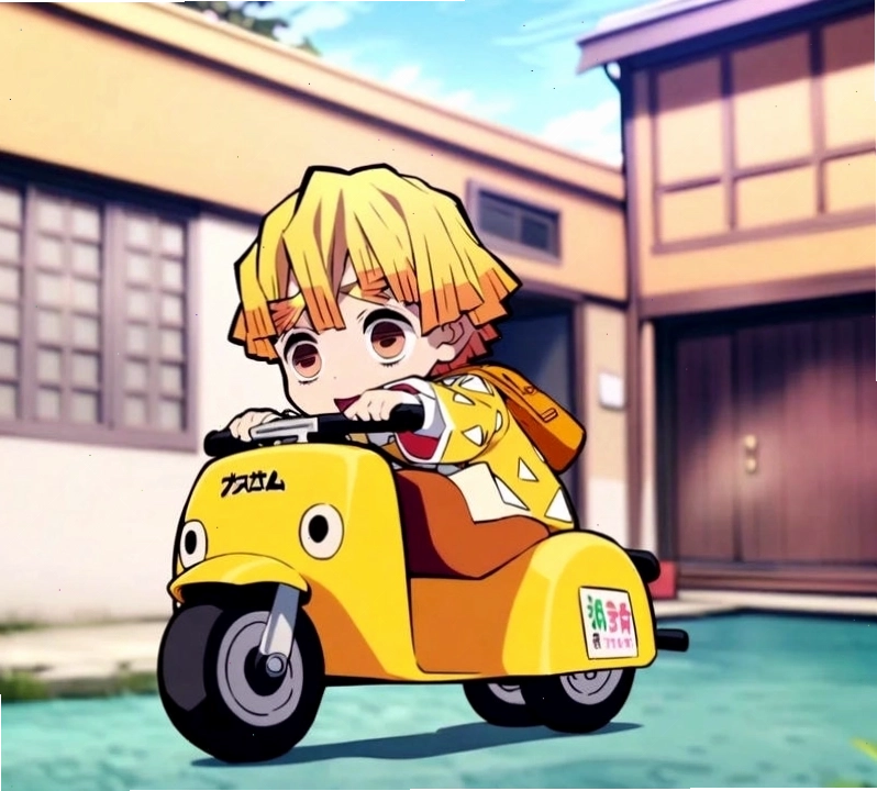 Zenitsu Agatsuma phiên bản chibi với biểu cảm đáng yêu