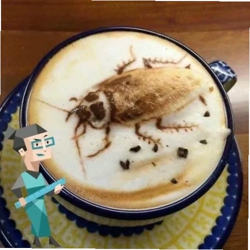 Ảnh ly Latte hình con gián cực dị