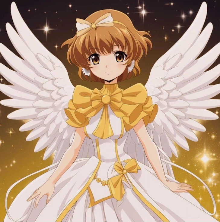 Anime girl with a yellow bow and ribbon